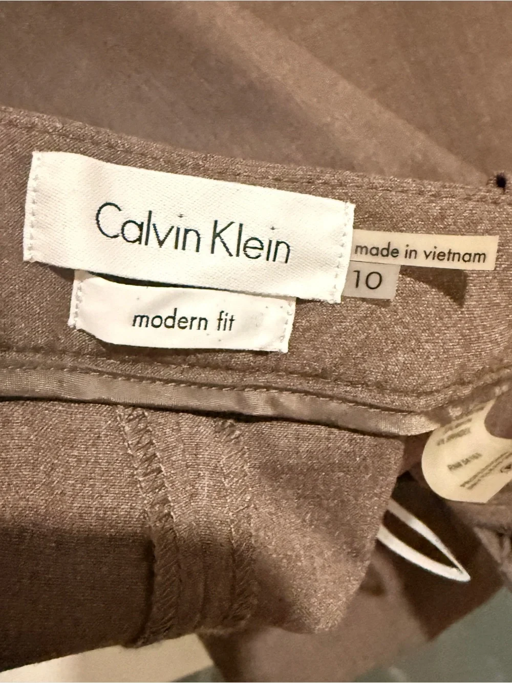 Calvin Klein Women’s Modern Fit Brown/Taupe Pantsuit – Blazer Size 12 + Petite P